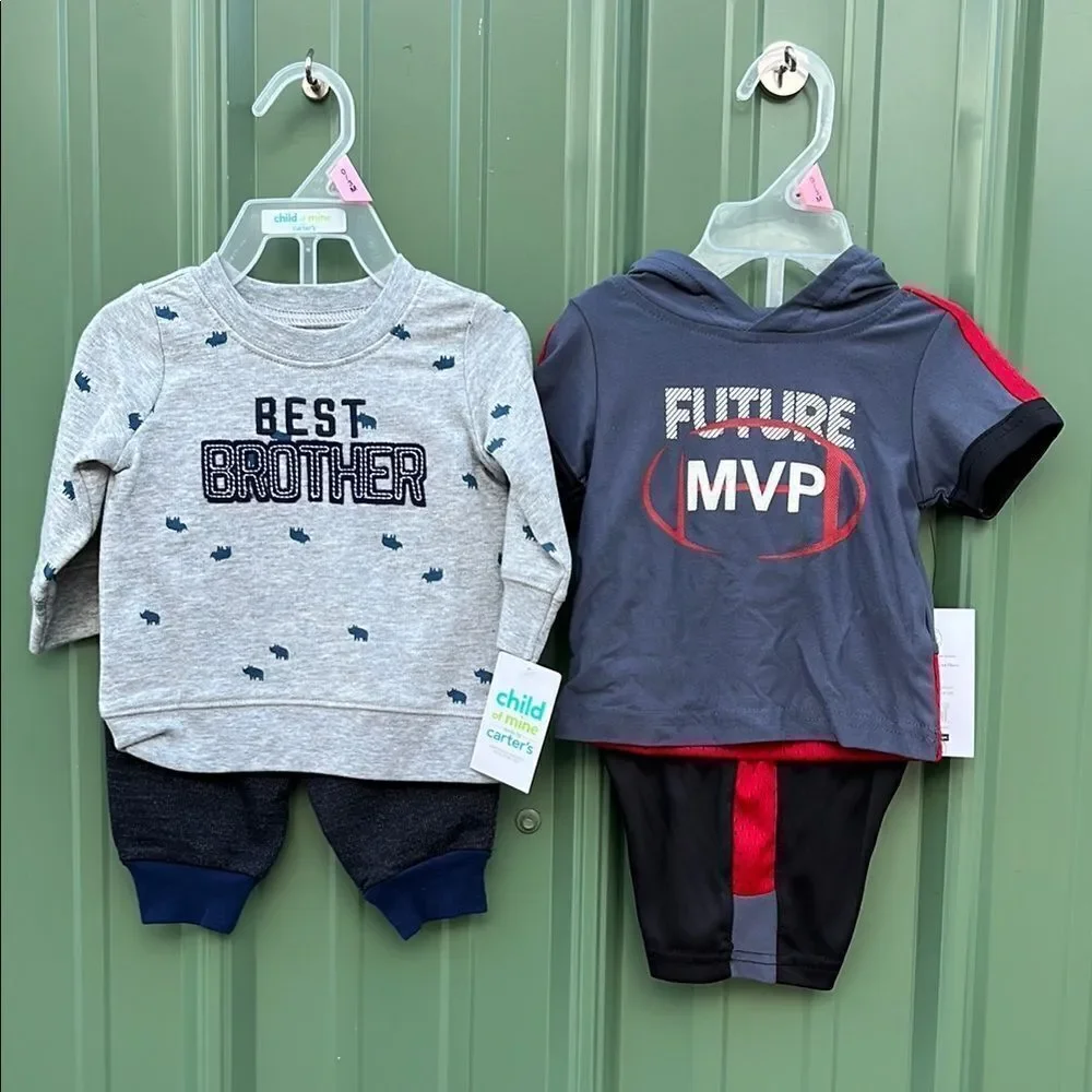 Baby Boys Long Sleeve Sweatshirt and Pants, T-shirt Hoodie & Shorts 4-Piece 0-3M